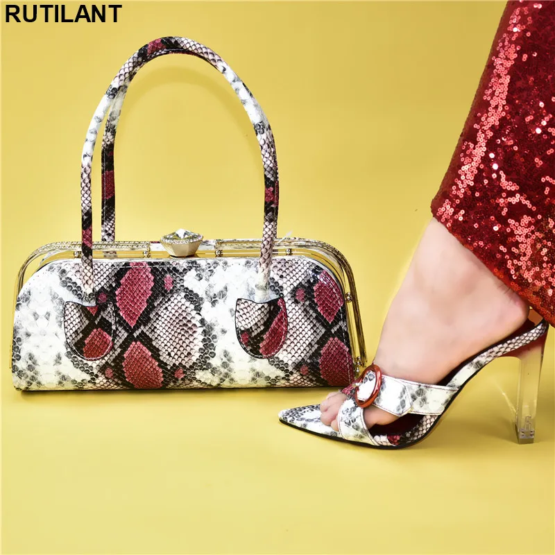 

Latest Shoes and Bag Set for Woman Shoes and Bag Set Decorated with Appliques High Heels Sandals Women Summer Shoes Woman Party