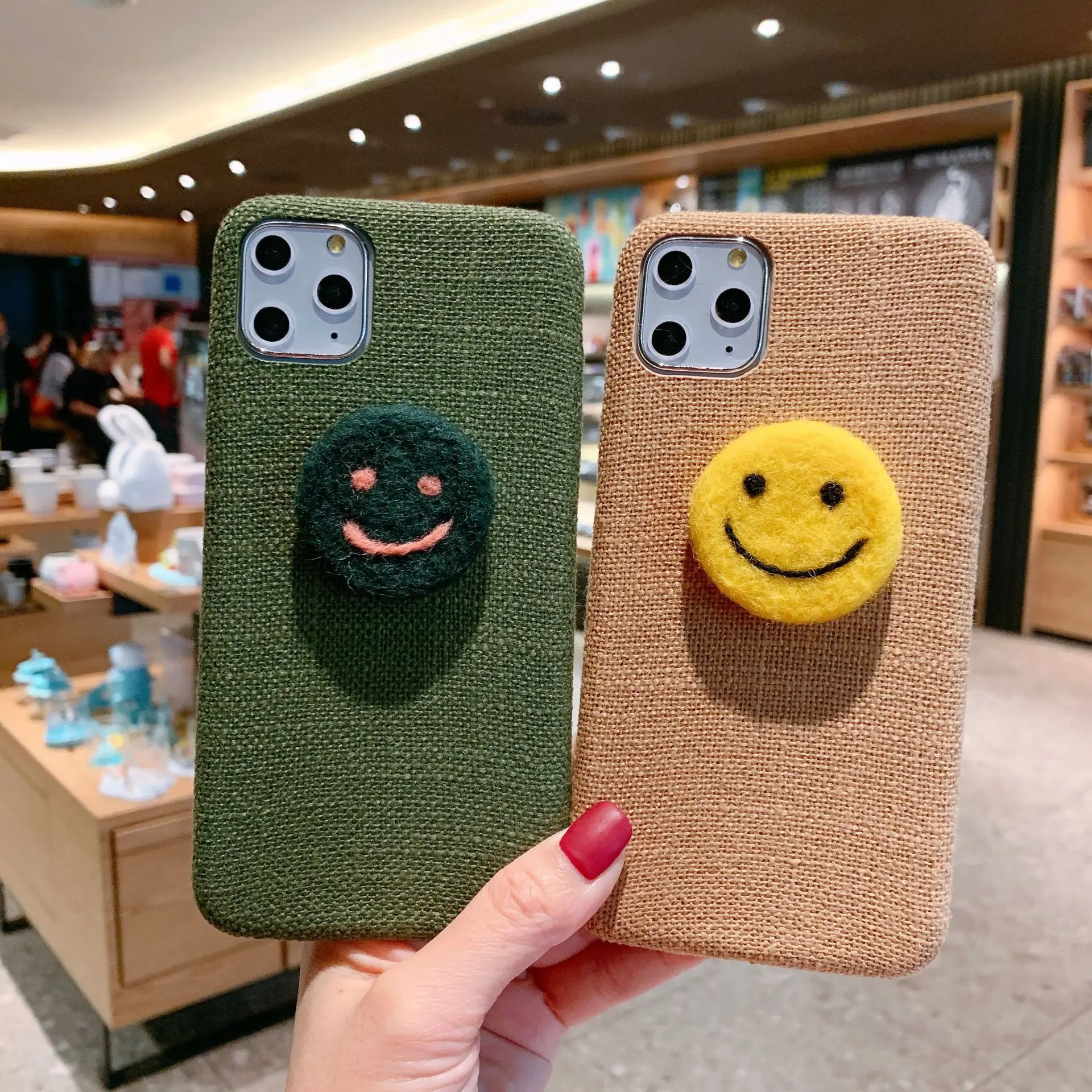 

case for iPhone 11 XR 7 8 11 Pro Max X XS Max Plus 6 6s cover Plush Smiling Face