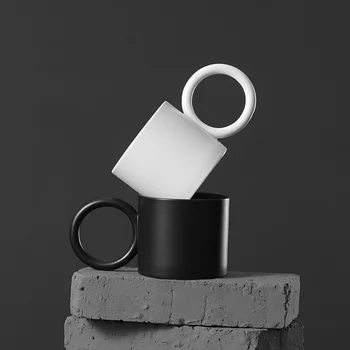 

GH Simple Nordic Ins Style Ceramic Mug Creative Men and Women Couples with Lid Spoon Drinking Water Coffee Cup Mugs