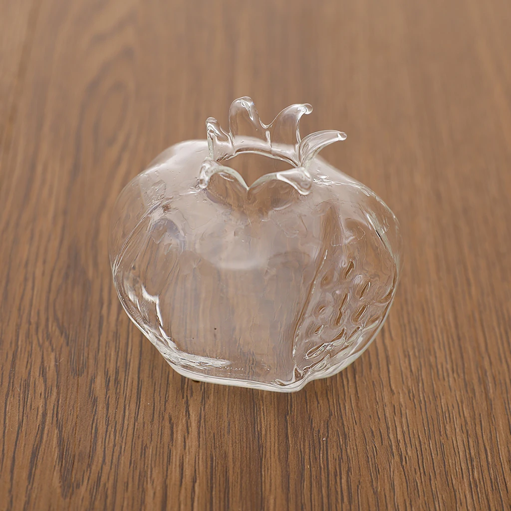 Small Pomegranate Shape Clear Glass Vase Flower Plants Terrarium Vase Containers