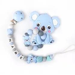 Personalized Name Handmade Silicone Chews Nurse Gift Toys Koala Teething Necklace Pacifier Clip With Name DIY BABY Custom
