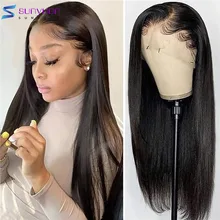 

30 32 34 Inch Long Straight Lace Front Human Hair Wigs Peruvian Hair HD 13X4 Lace Frontal Wig With Baby Hair Pre Plucked Remy