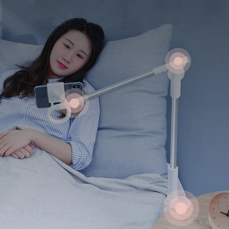 2 Section Arms Lazy Mobile Phone Holder Foldable 360 Rotatable Tableside Bedside Bracket for Phone Stand Holder