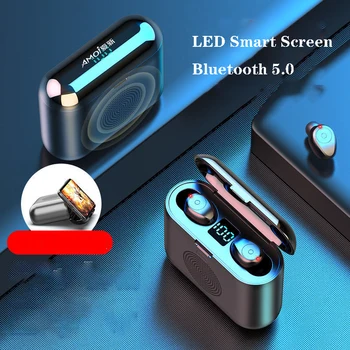 

TWS Bluetooth 5.0 Earphones LED display power bank Wireless Earphone Sports Waterproof Earbuds Headsets With Bluetooth speaker