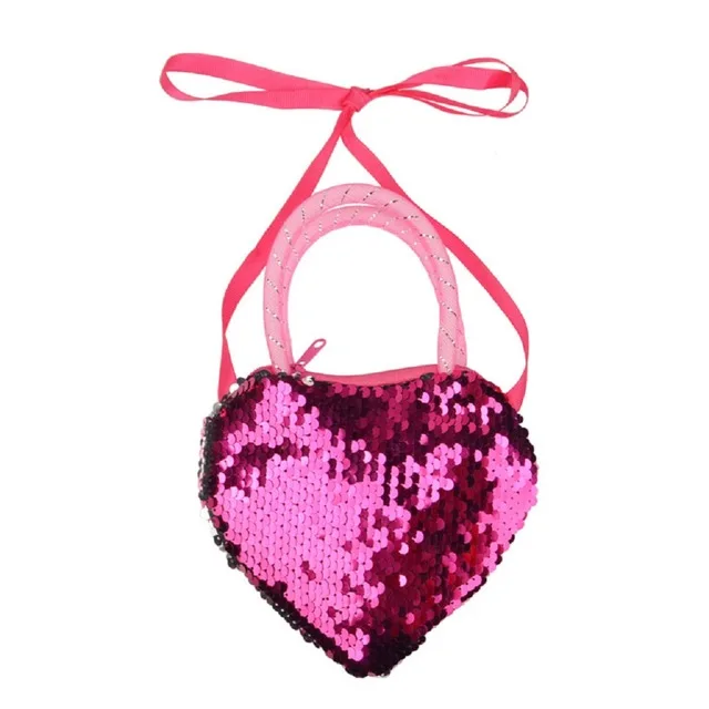 Детская сумка для монет Новые взрослые девочки дети блесток в форме сердца ленты Длинные сумки с ремешком сумка для монет красочные карманные сумки подарки - Цвет: Rose Red Silver