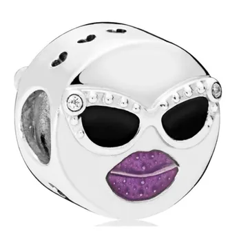 

2020 New 925 Sterling Silver Bead Sunglasses Rock Queen Beads Fit Pandora Women Bracelet & Necklace Diy Jewelry