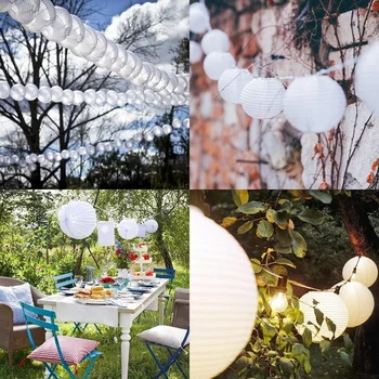

30 Pack Chinese Round White Paper Lantern,Paper Lanterns 4/6/8/10/12/14inch Hanging Lanterns Wedding Party Decorations