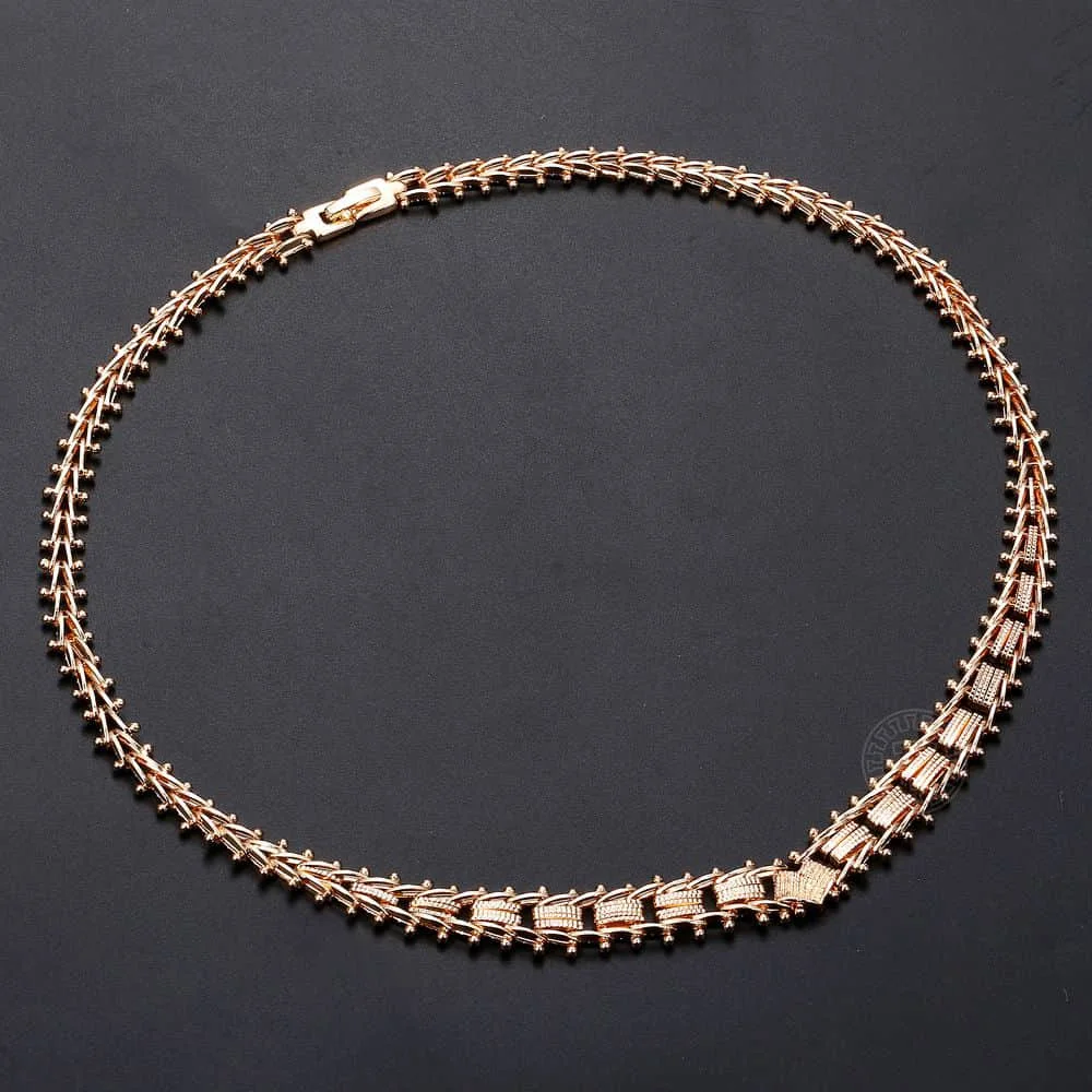 585 розовое золото, ожерелье для женщин и девушек, Геометрическая цепочка, чокер, свадебное модное ювелирное изделие, 18,5 дюймов CN21