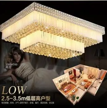

Crystal lighting living room rectangular citrine chandelier luxury hotel LED crystal lamp ceiling lamp room