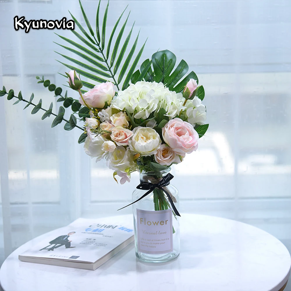 Ins Style Artificial Flower Set 1 Piece Monstera Plants Fake Rose Berry Leaf Flower Arrangement For Wedding Desk Home Decor Kw05 Artificial Dried Flowers Aliexpress