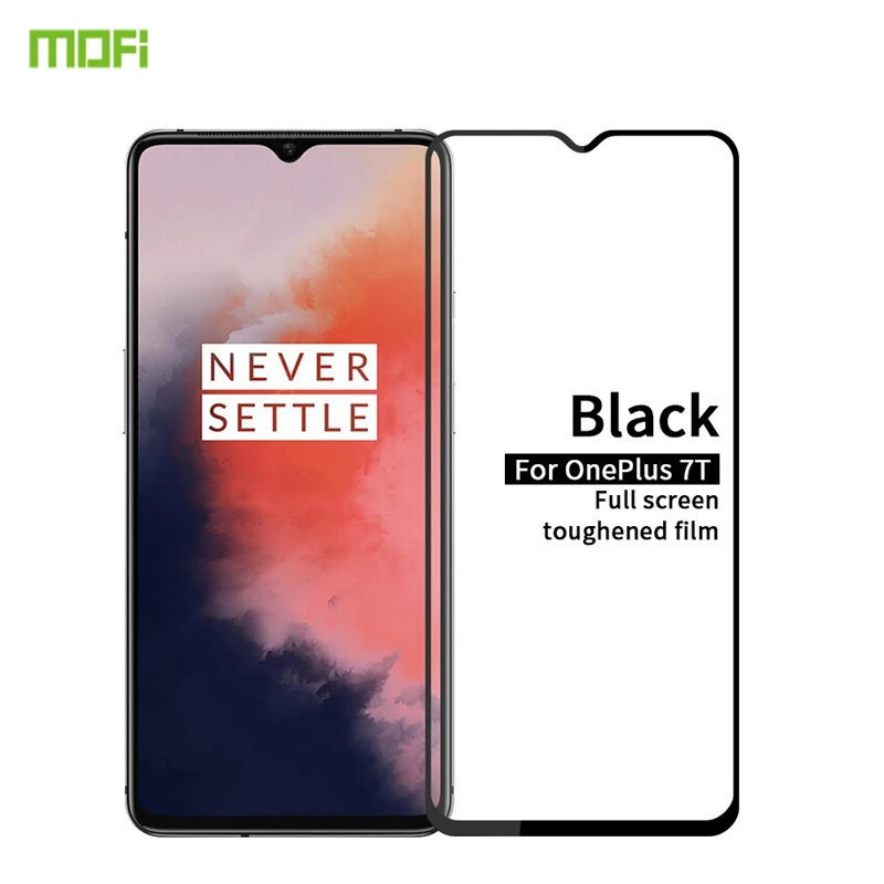 MOFI для OnePlus 7T закаленное стекло 2.5D изогнутый экран протектор полное покрытие Защитная пленка для One Plus 7T ЖК-защита - Цвет: Black