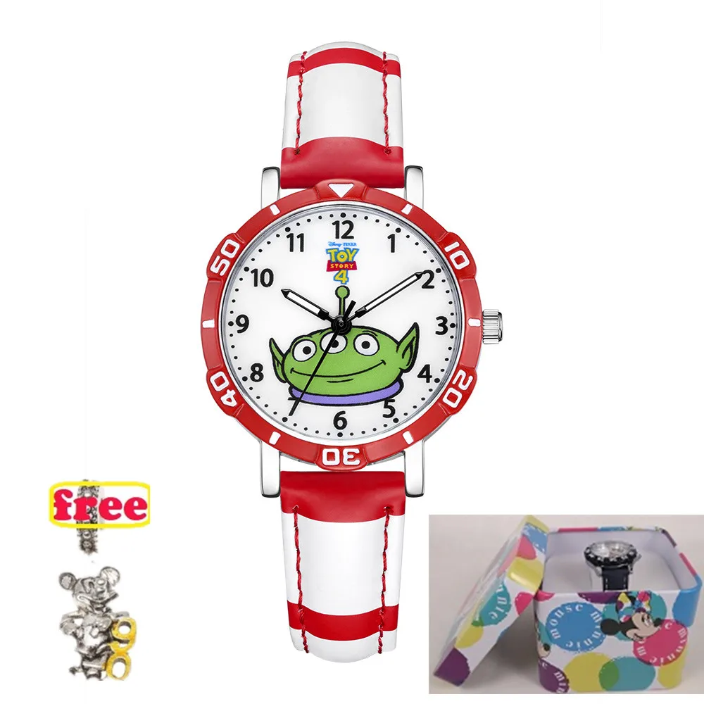 Disney оригинальные Вуди из «Истории игрушек» Базз Лайтер Дети друг японские кварцевые часы PU водонепроницаемые часы мальчик ребенок подарок на день рождения - Цвет: RED-BOX PLUS GIFT