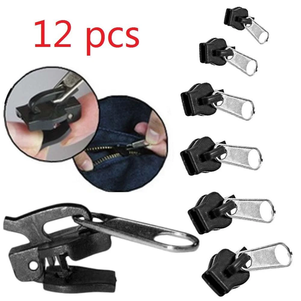 12/6pcs 3 Sizes Universal Instant Fix Zipper Repair Kit Replacement Zip