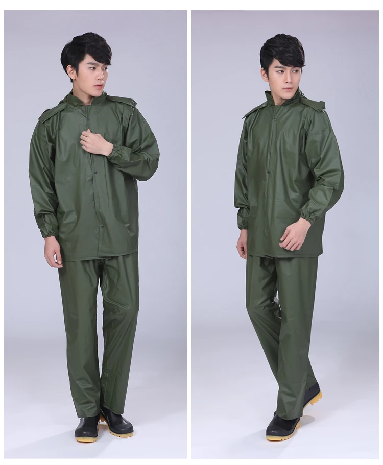 Plastic Lightweight Men Overall Raincoat With Pants Waterproof Outdoor Long Rain Coat Adult Mens Raincoat Long Rain Suit II50YY