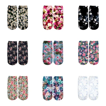 

PLstar Cosmos Retro Art flower Floral funny Socks Summer 3D Cotton women Socks Colorful Warm Short Ankle Socks high quality-1
