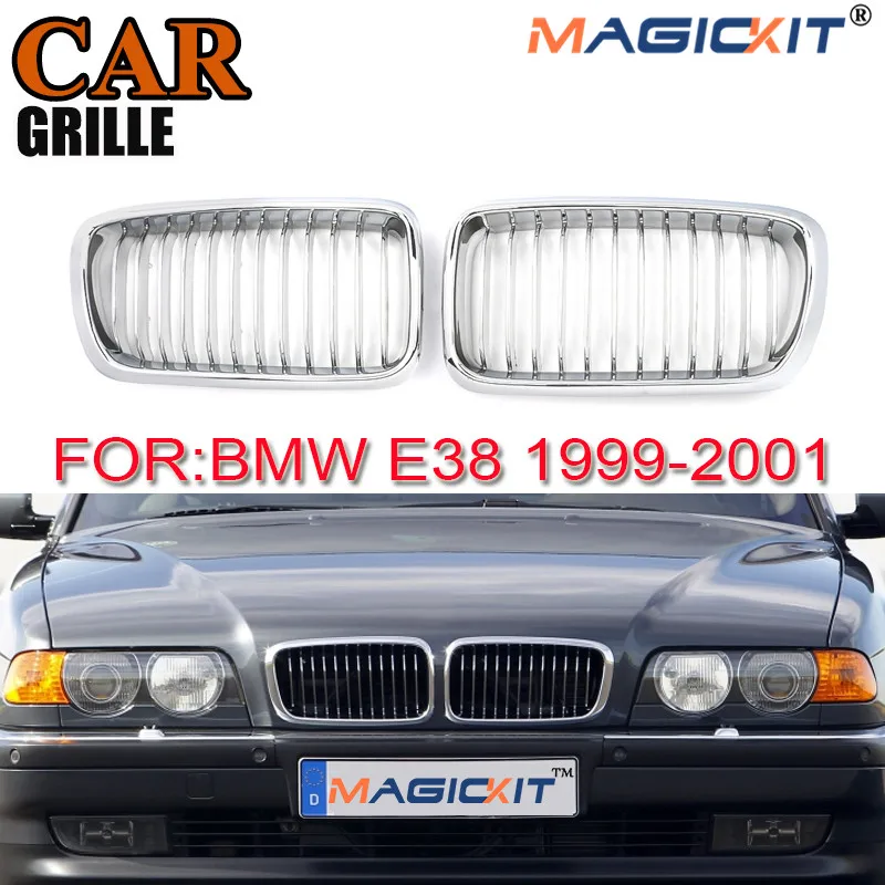 Глянцевая Хромированная передняя решетка MagicKit для BMW 7 Series E38 Sedan 1999 2001