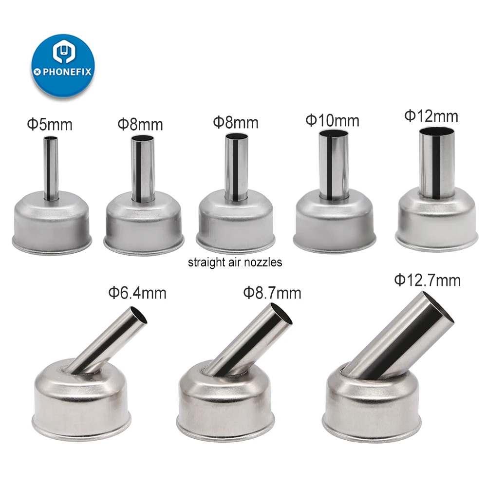 

Hot Air Gun Resisting Nozzles for ATTEN ST-862D BGA Rework Station Straight / Spiral Silver Resisting Nozzles for Welding Tool