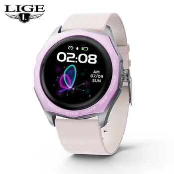 

LIGE New Smart Watch Women Heart Rate Blood Pressure Sport Multi-function IP67 Waterproof Variable Color Strap Ladies Smartwatch