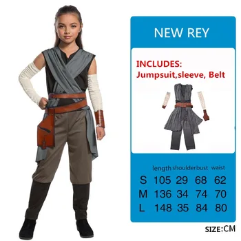 

Star Wars 9 The Rise Of Skywalker Costume Star Wars Rey Cosplay Costume For Kids Girl's Purim Carnival Cos Sets Movie Costumes