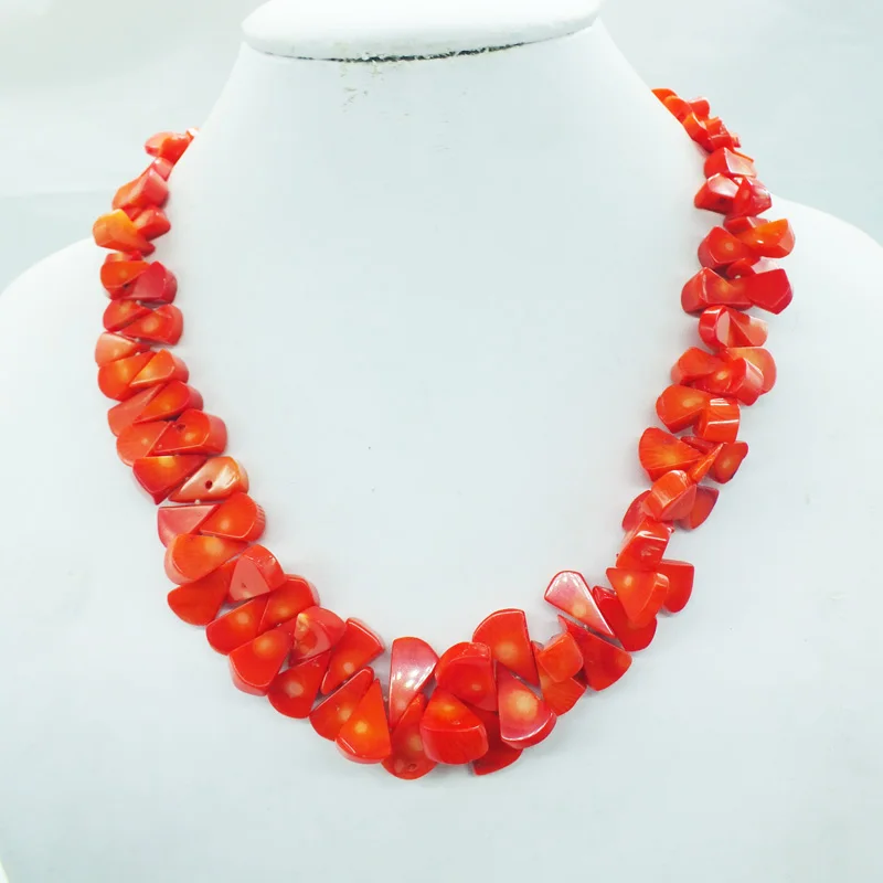 Модное ювелирное изделие, натуральное оранжевое коралловое ожерелье 19"