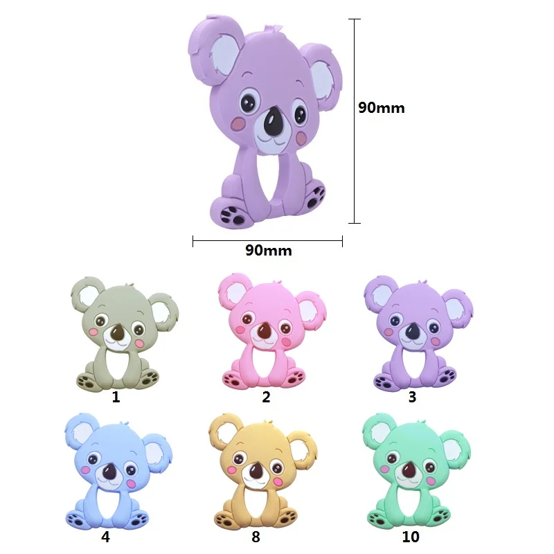 Silicone Baby Teether Animal Koala Horse Fox Cookies Owl Beads Food Grade Toys 1Pc