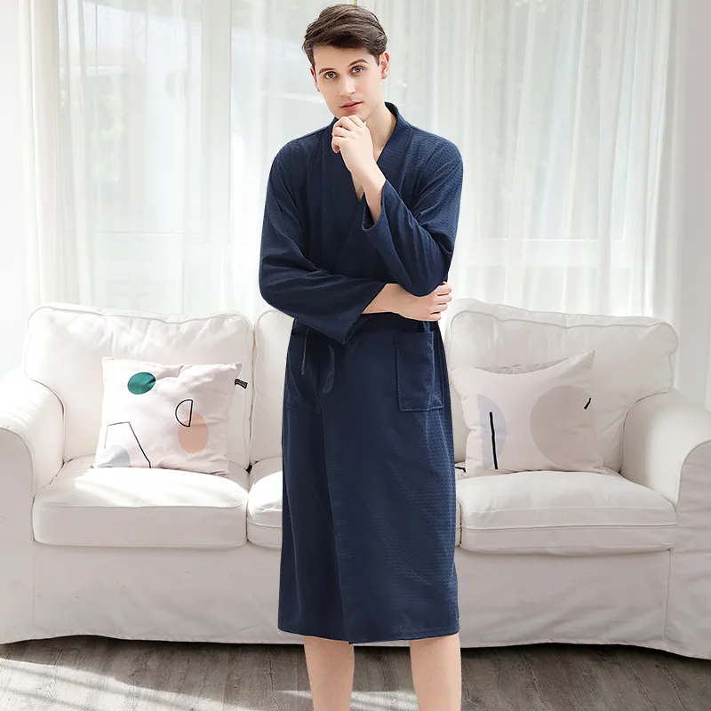 men Navy Blue Сексуальный зимний длинный халат для влюбленных, нижнее белье, ночная рубашка, топ для сна, женский и мужской халат, ночная рубашка, утолщенные халаты для ванной, одежда для сна - Цвет: men Navy Blue