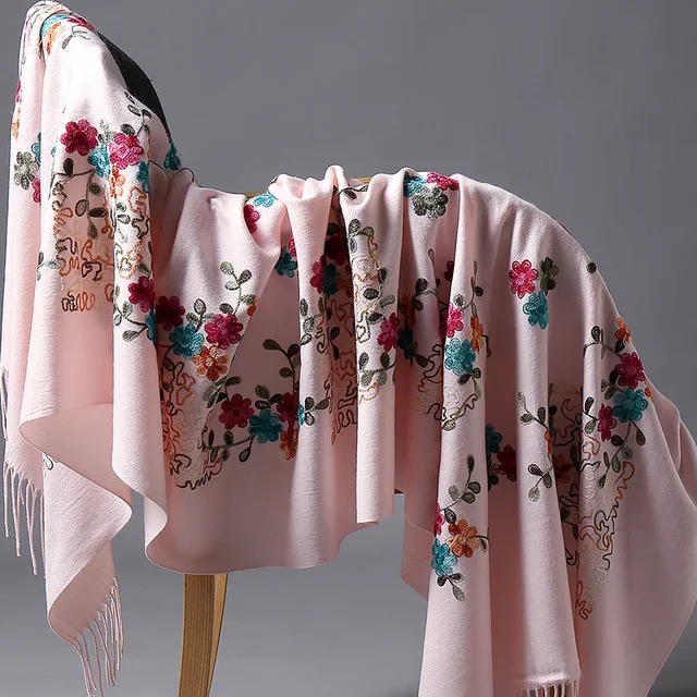 Осень Зима женский Пашмина из мягкой ткани шарф женский кашемировый длинный шарф обертывание теплое одеяло теплый палантин Прямая поставка - Цвет: baby pink