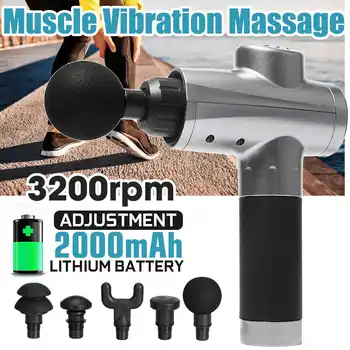 

1800-3200r/min Electric Muscle Massager Therapy Fascia Massage Gun Deep Vibration Muscle Relaxation Device With 6 Heads