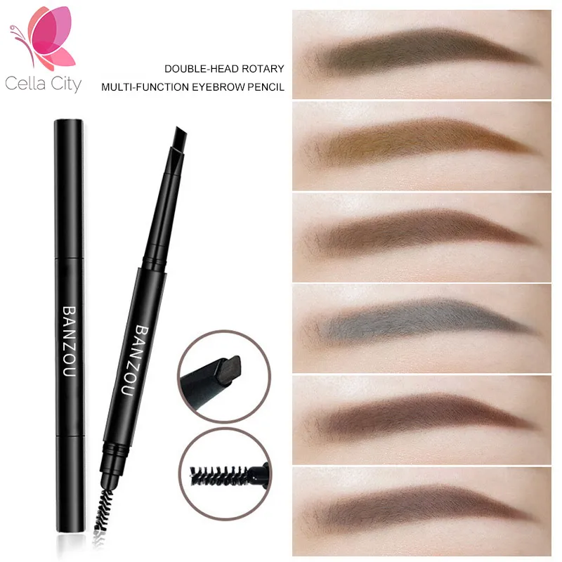 

Cellacity 6 Color Double Ended Eyebrow Pencil Waterproof Long Lasting No Blooming Rotatable Triangle Eye Brow Tatoo Pen