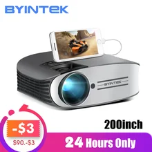 Распродажа 149$ BYINTEK бренд MOON M7 200 дюймов домашний кинотеатр HD видео светодиодный проектор для Iphone смартфон Full HD 1080P