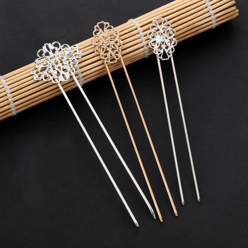 

Chinese Traditional Vintage Hair Accessories Metal Hairpins U shape Hair Stick Pin Women Flower Hair Jewelry Hair Clasp Headwear