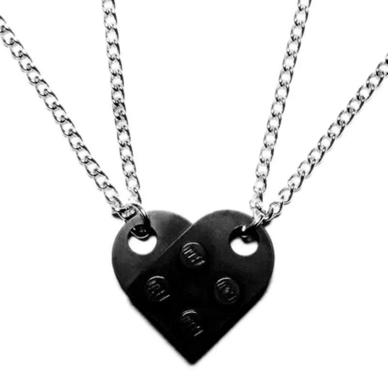2pcs Cute Love Heart Brick Lego Pendant 