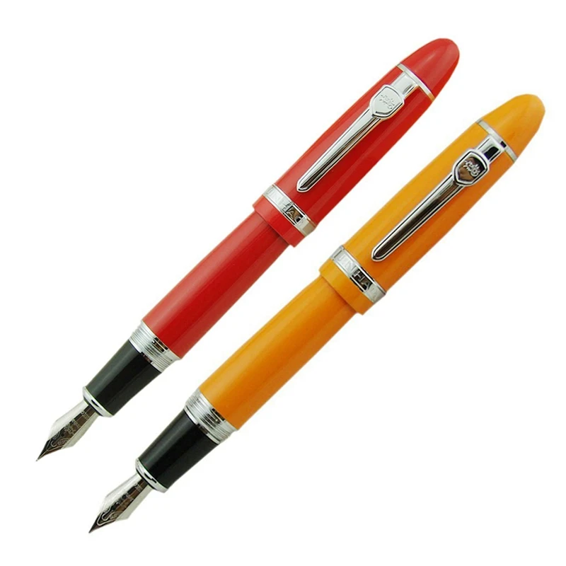 Jinhao 2 шт. 159 перьевая ручка серебристая отделка оранжевый и красный |