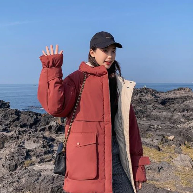 Winter Jacket Female Parka Coat Feminina Long Down Jacket Plus Size Long Hooded Down Cotton Coat Jacket Women Clothes