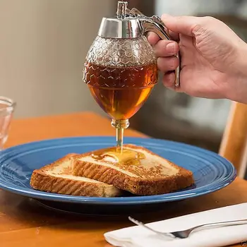 

200ML Honey Juice Syrup Dispenser Practical Acrylic Pot Jar 1 Cup Acrylic Bee Hive with Trigger Stand High Quality Hot Sale 2019