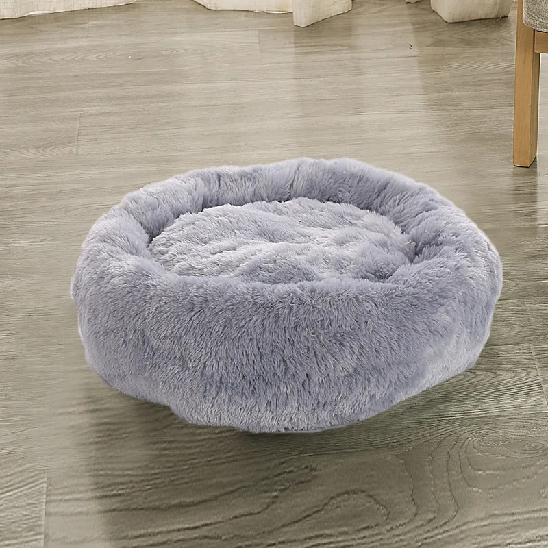 Кровать для домашних животных, мягкий коврик, кошачий домик, круглые плюшевые одеяла, кровать, собачья подстилка, зимний теплый коврик, подушка для сна, Soogan, украшение для домашних животных, диван - Цвет: Светло-серый