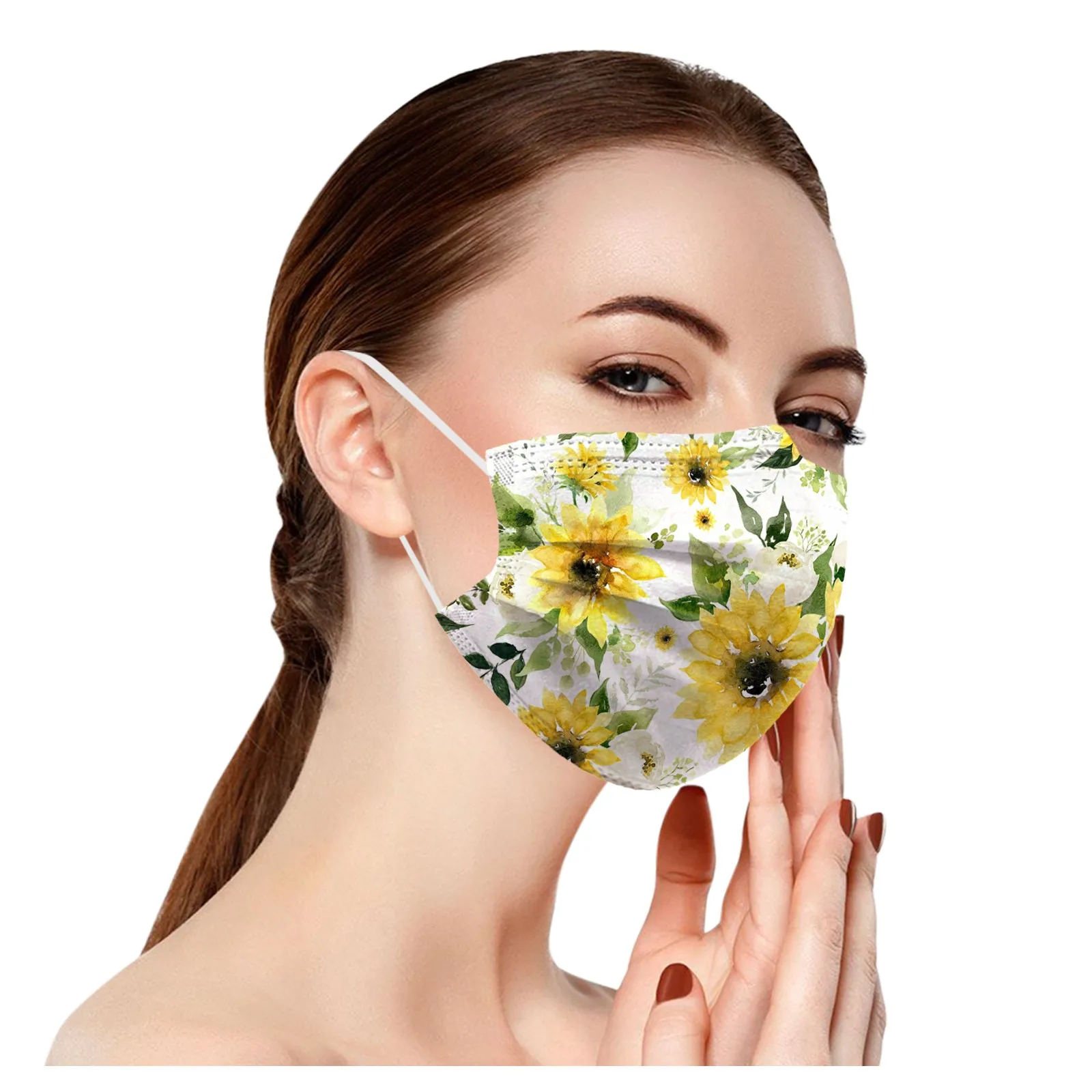 10PCS Adult Disposable Outdoor Breathable Mask Summer Flower Printed Cosplay