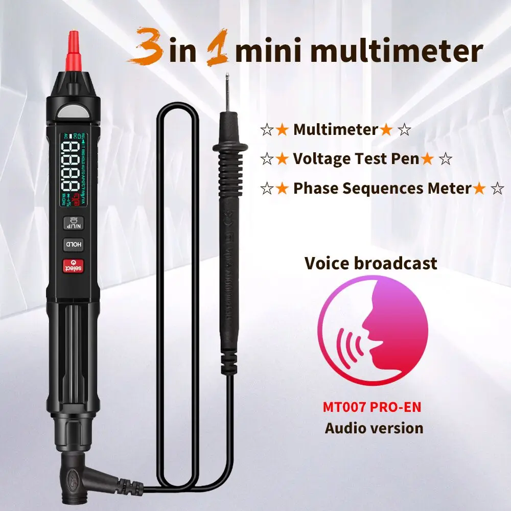 MUSTOOL MT007/Pro/En Digital Multimeter Pen Type Test Lead Normal LCD ...
