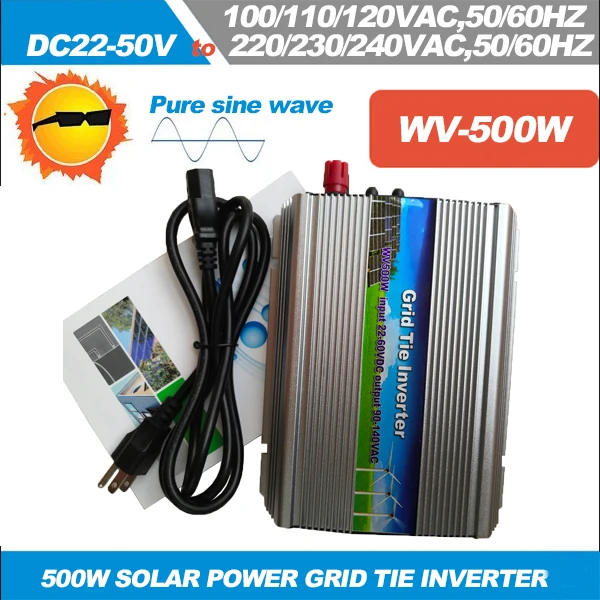 500 Вт на сетке галстук Солнечный Инвертор Чистая синусоида DC22 50V 220VAC или 110VAC микро