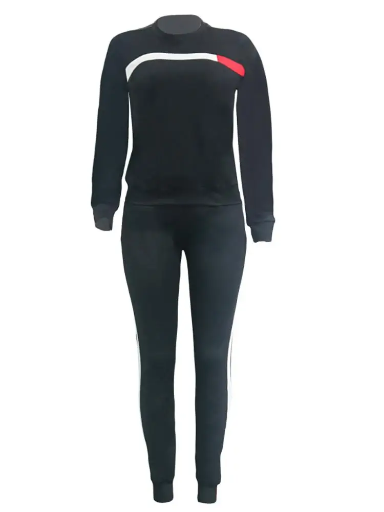 Лидер продаж, Осенний Женский комплект с круглым вырезом, толстовки с длинным рукавом+ длинные штаны, 2 предмета, женская спортивная одежда, женский спортивный костюм для бега, повседневный костюм