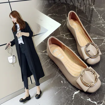 

Large Size Clear Heels Low Sandals Woman Leather Female Shoe Mary Jane Slip-on Loafers Summer Women's Shoes Lady 2020 All-Match