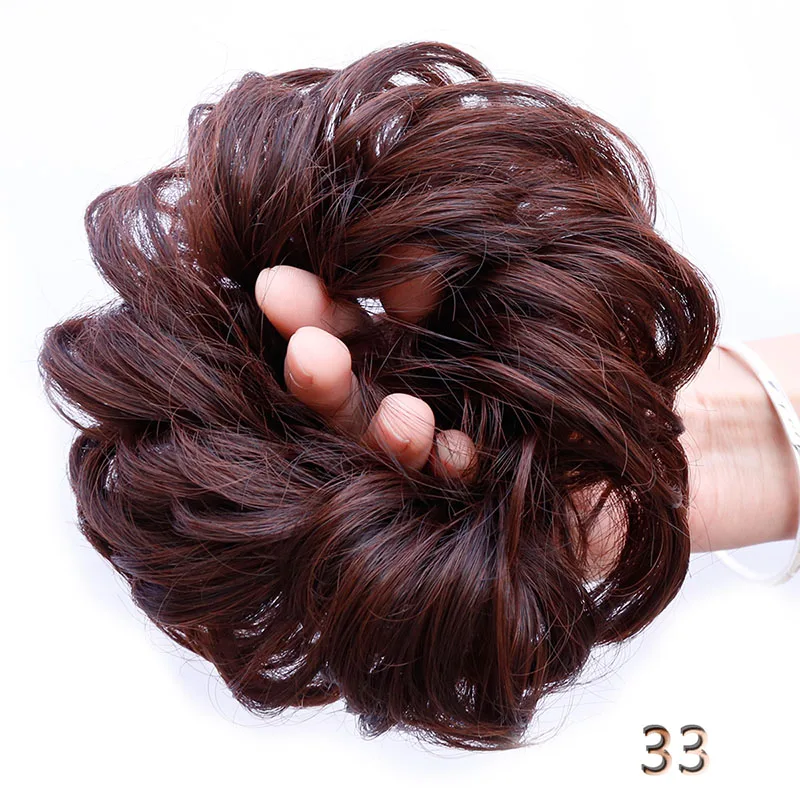 Короткий кудрявый хвост шиньоны термостойкие синтетические волосы веревка натуральные поддельные волосы булочка на заколках для наращивания волос AOSIWIG - Цвет: 33
