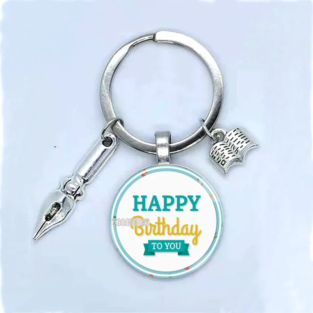 Fashion New Dear Teacher Round Glass Keychain Handmade DIY Book Pen Decoration Pendant Keychain Teacher'S Day Gift Souvenir 3