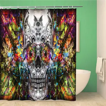

Bathroom Shower Curtain Anatomy Skull Bone Dead Death Drawing Drawn Face Fear 72x72 inches Waterproof Bath Curtain Set with