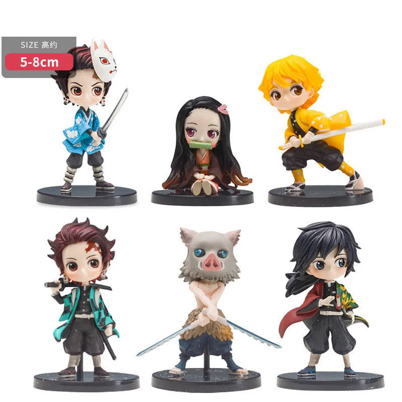 

7CM Q.ver Demon Slayered Kimetsu no Yaiba figure Kamado Tanjirou Action Doll Agatsuma Zenitsu Nezuko Warrior PVC Model Toys