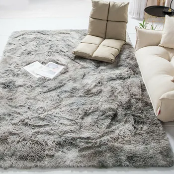 

Washable Rug Color Gradient Floor Mat for Living Room Long Plush Carpet Soft Fake Fur Bedroom Non-Slip Plush Are Rug Decoration