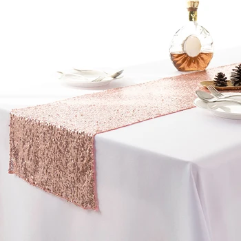 

Table Runner Rectangle Wedding Glitter Sequin Dining Room Celebration Birthday Party Banquet Dustproof Easy Clean Home Decor