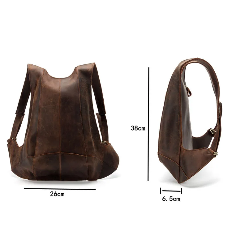 Vintage Leather Backpack, Aged Effect, M/f