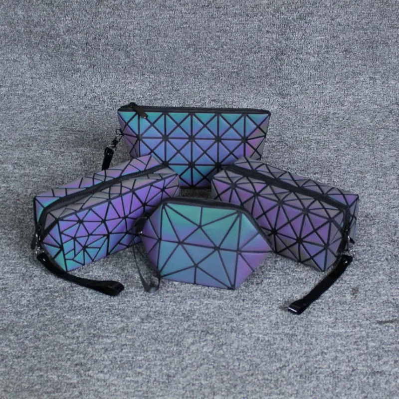 

New Night Light Color Cosmetic Bag Geometry Rhombus Flake Square Stone Patterns Cosmetic Bag
