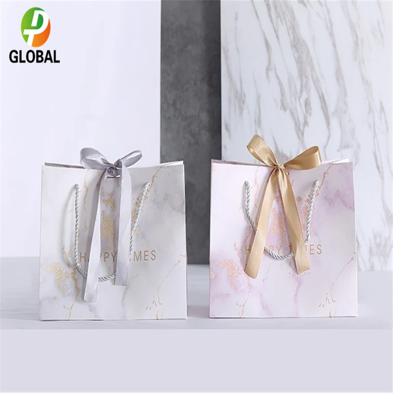

D&P 1/5pcs Marble Paper Gift Bags Garment Holiday Portable Shopping Bag Business Packaging Wedding Party Decoration Customizable